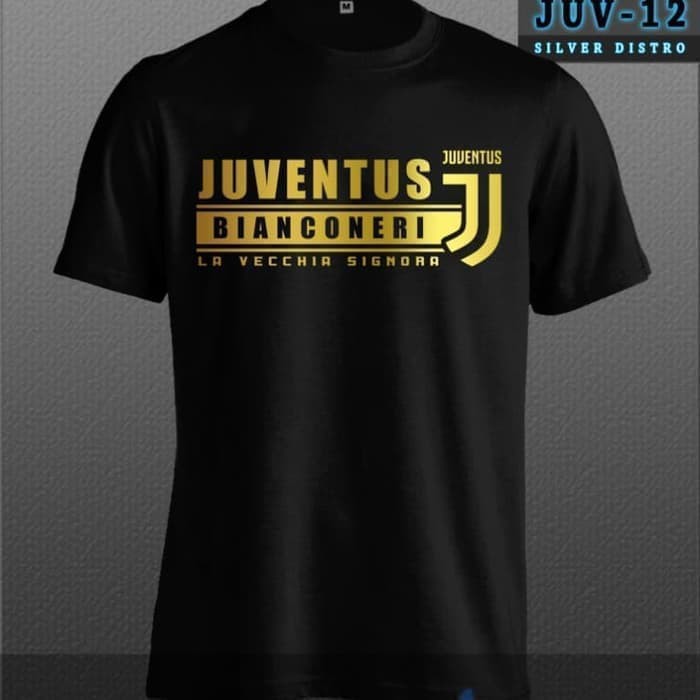 Baru Kaos Baju Obral Combed 30S Distro Juventus Emas Gold Bianconeri Juve |