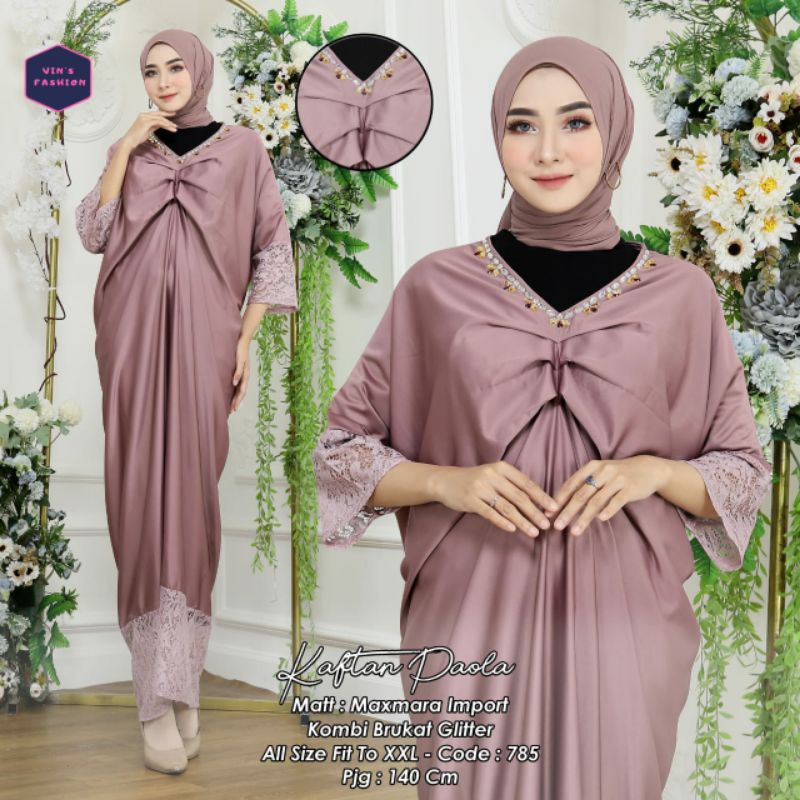 Kaftan Wanita - Kaftan Maxmara Import kombi Brukat - Kaftan Paola by Vin's