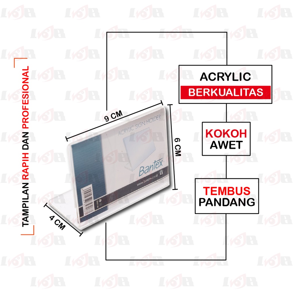 Bantex Slanted Sign Holder A8 Acrylic Dudukan Tempat Kartu Nama Meja Kantor Restoran Hotel