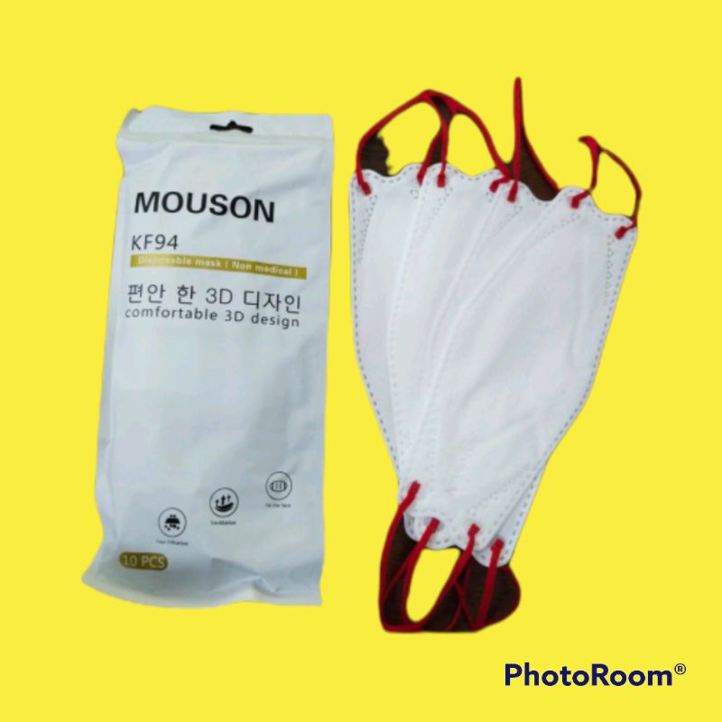 Masker KF94 Mouson Putih Tali Merah