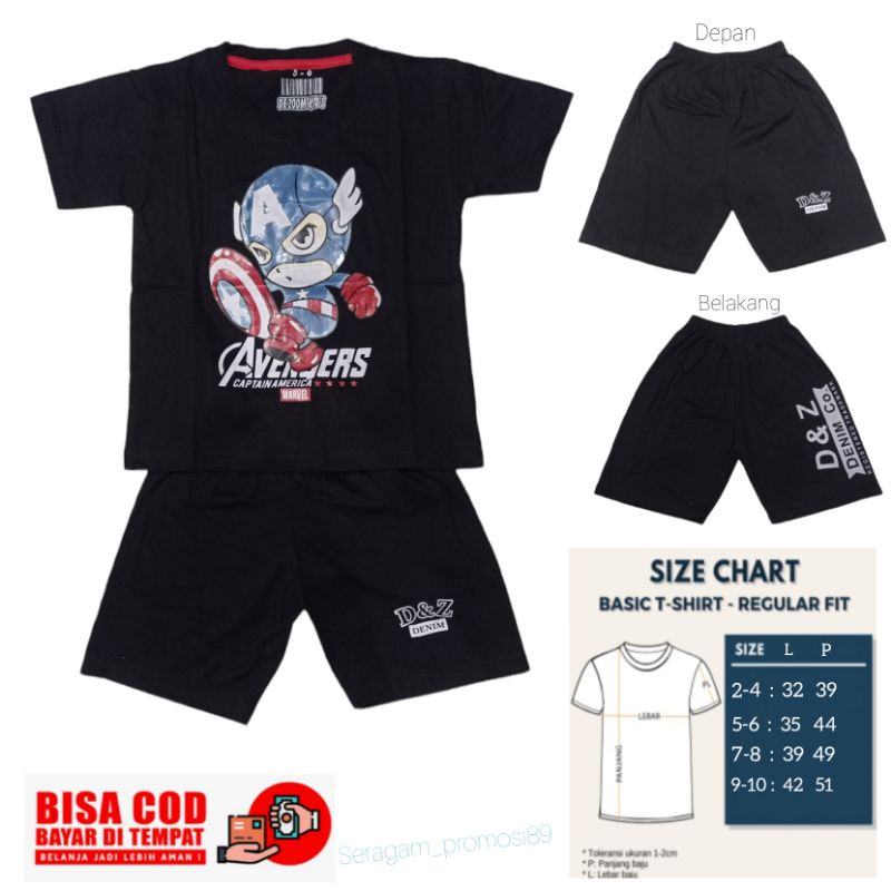 Baju stelan anak gambar captain america usia 2 tahun sampai 10 tahun