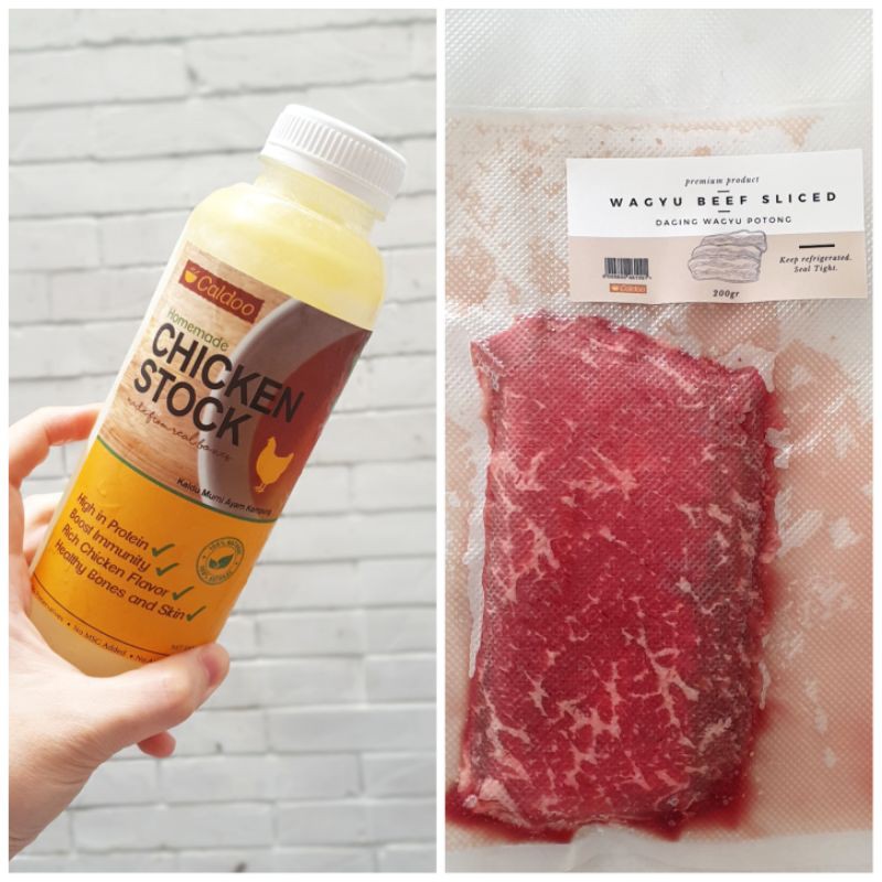 

Bundle Chicken / Beef Stock & Wagyu Beef Sliced