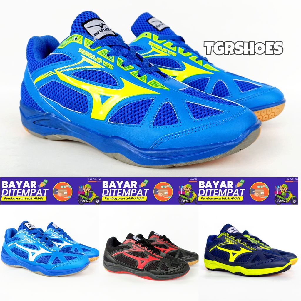 SEPATU VOLI SOL KARET MURAH - BLACK RED / SEPATU VOLI MIZUNO SKY BLASTER / SEPATU VOLLY PRIA / SEPAT