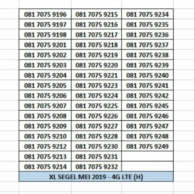 Kartu Perdana XL Axiata 11 Digit Nomer Nomor Cantik Nocan SEGEL 4G LTE 817 075 91xx urut Murah Bagus