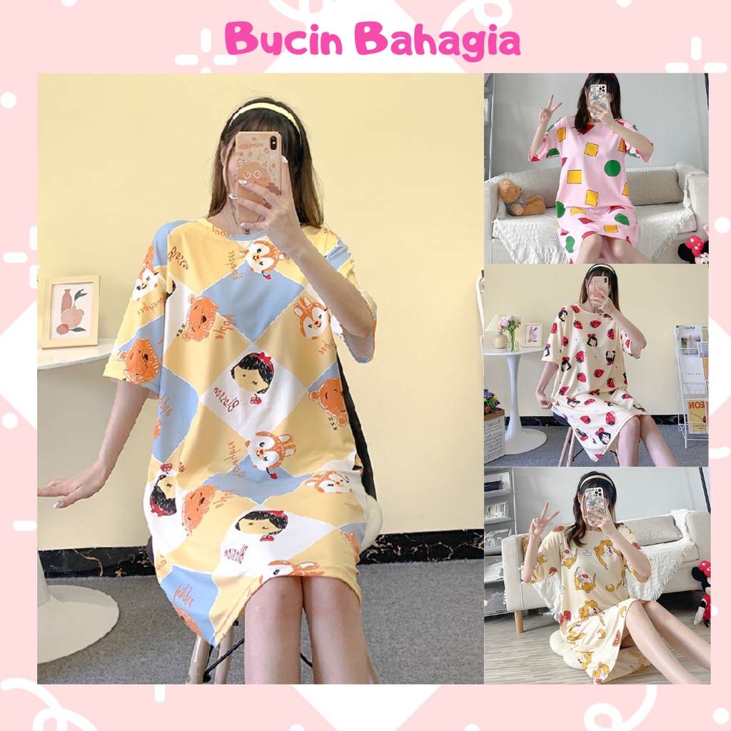 Baju Tidur Daster Piyama Wanita Import Motif Kartun BT12