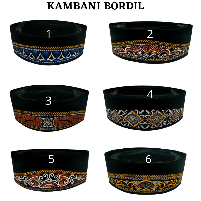 Peci Kopiah Songko Kambani Soga Bordil Peci Hitam Bordil