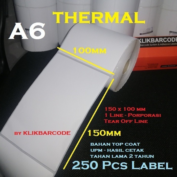 

TERMURAH BARCODE KERTAS THERMAL UK.100 X 150 TIDAK PERLU GUNAKAN RIBBON ISINYA 250 LBR KLIKBARCODE