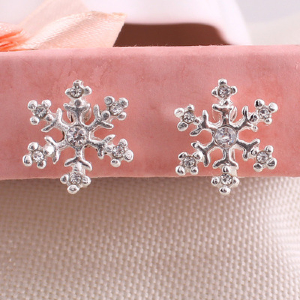 Anting Klip Tanpa Tindik Desain Geometri Snowflake Warna Gold / Silver Untuk Wanita