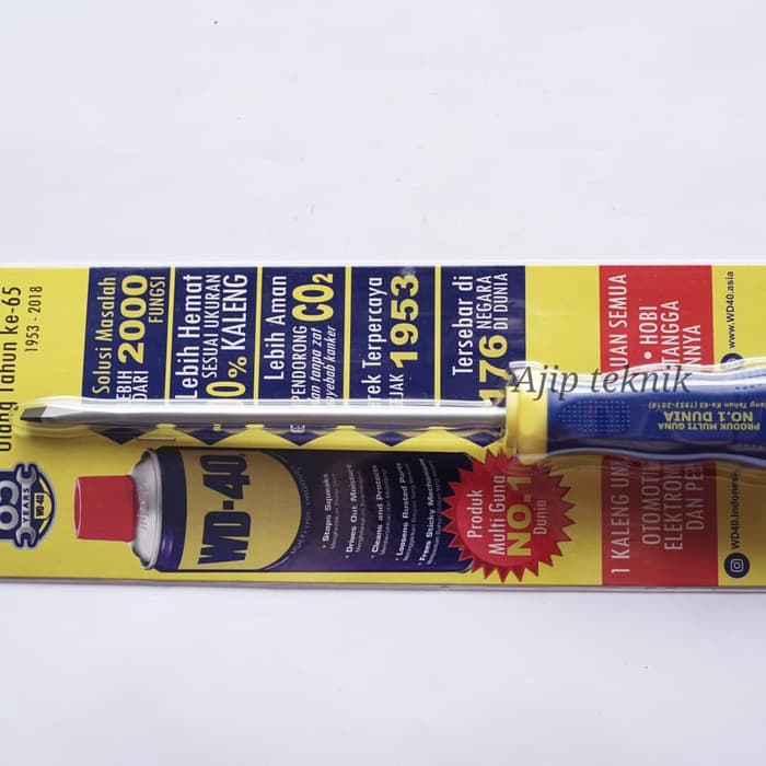 OBENG KARET WD-40 ORIGINAL MURAH/Obeng Magnet Gagang Karet By WD 40 WD40 6&quot; x 6 mm Plus (+) Minus (-