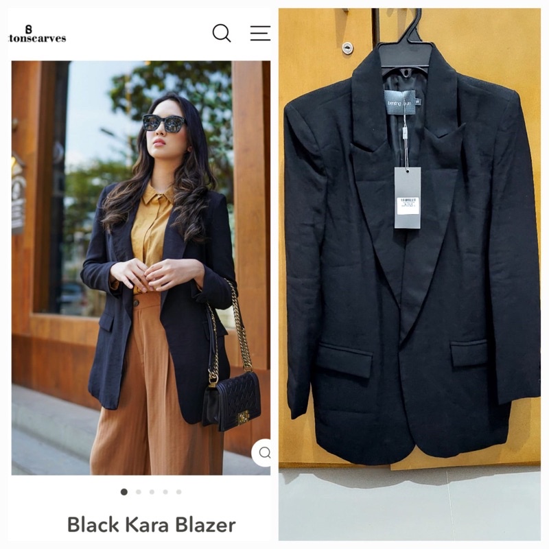 Black kara blazer by benang jarum audrey everyday scarf jetset red jenny bag black the blume series 