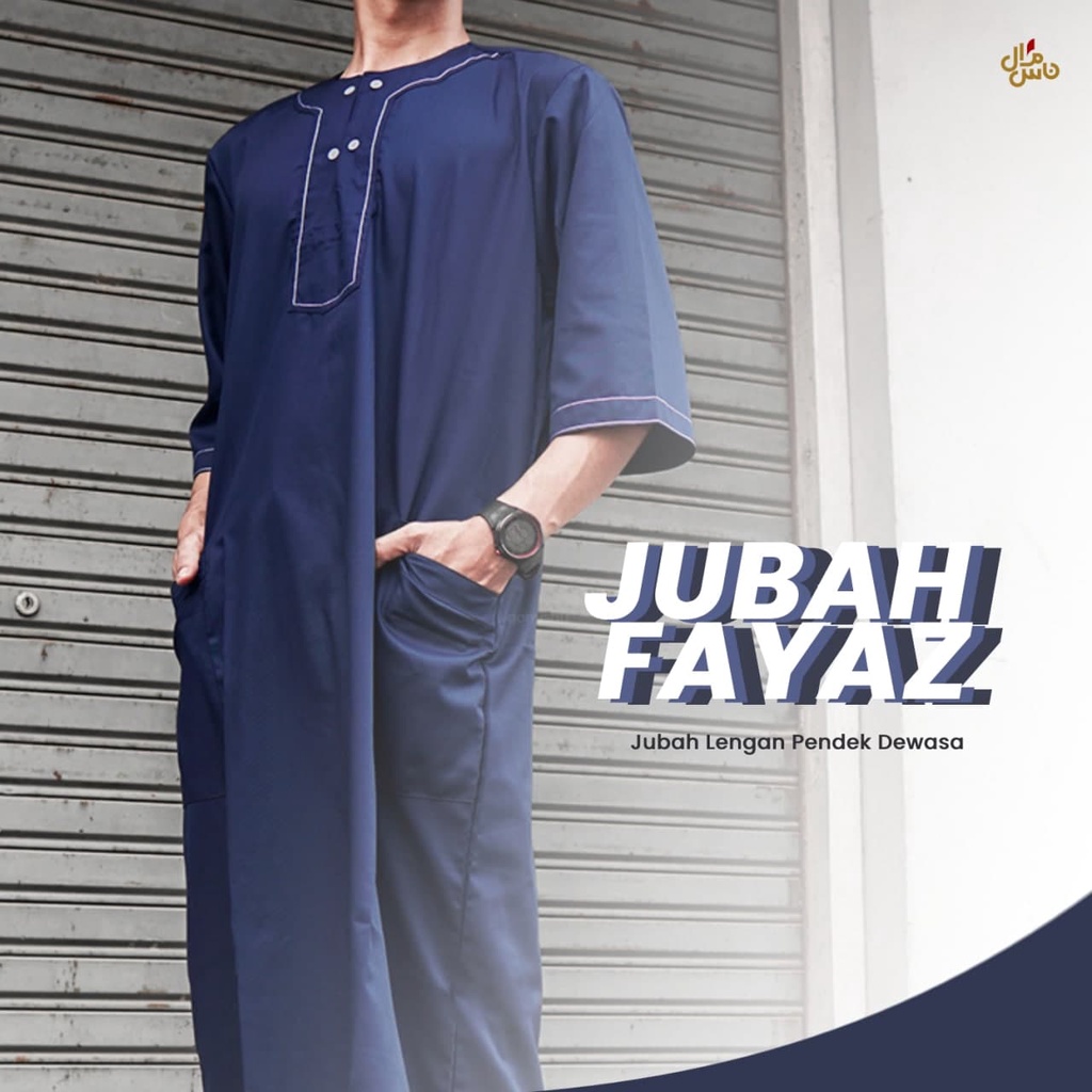 Baju Jubah Gamis Pria Saudi Model Fayyaz Qomishu Original Gratis Peci