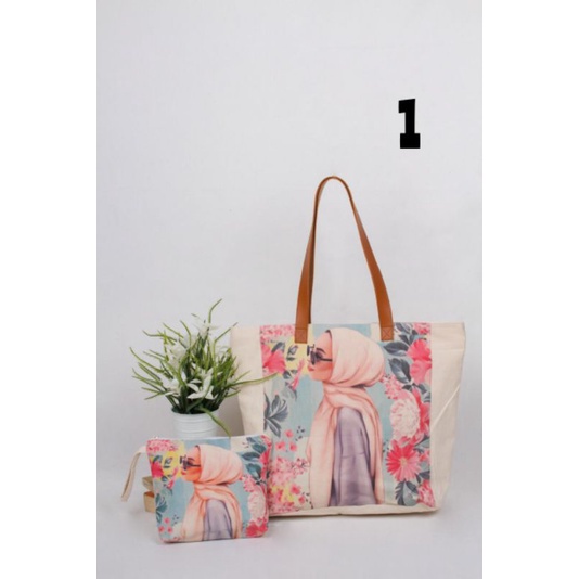 Tas kanvas motif hijab