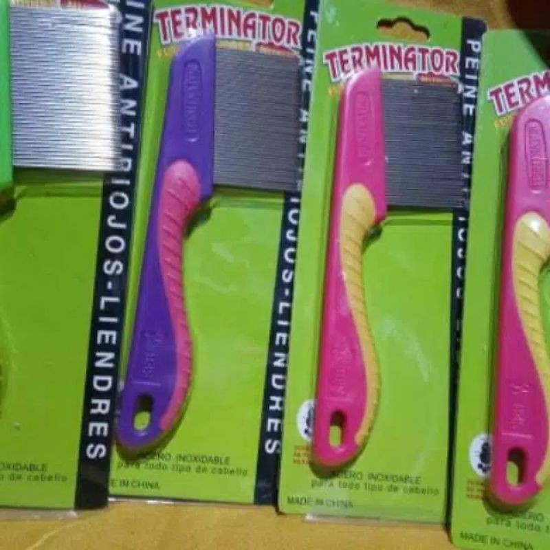 Sisir kutu Gagang Terminator Serit Kutu Ketombe Besi Logam