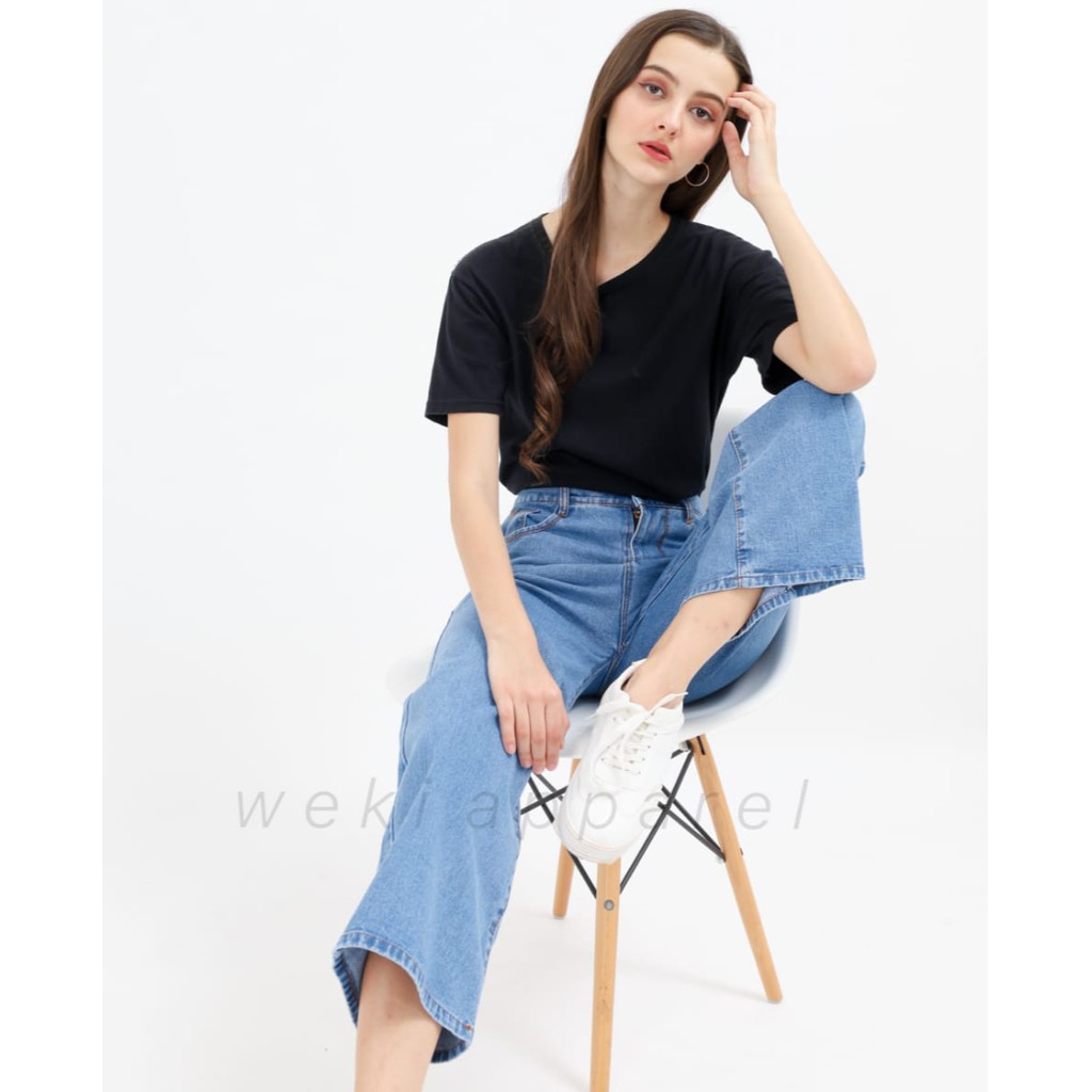 Weki _ Highwaist Kulot Jeans Medium Blue