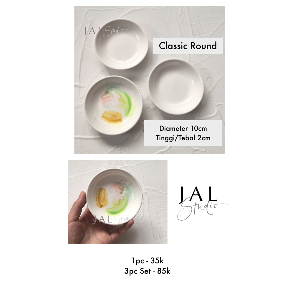 Classic Round Circle Porcelain Ceramic Watercolor Palette Palet Cat Air Lukis Keramik Porselen Bulat
