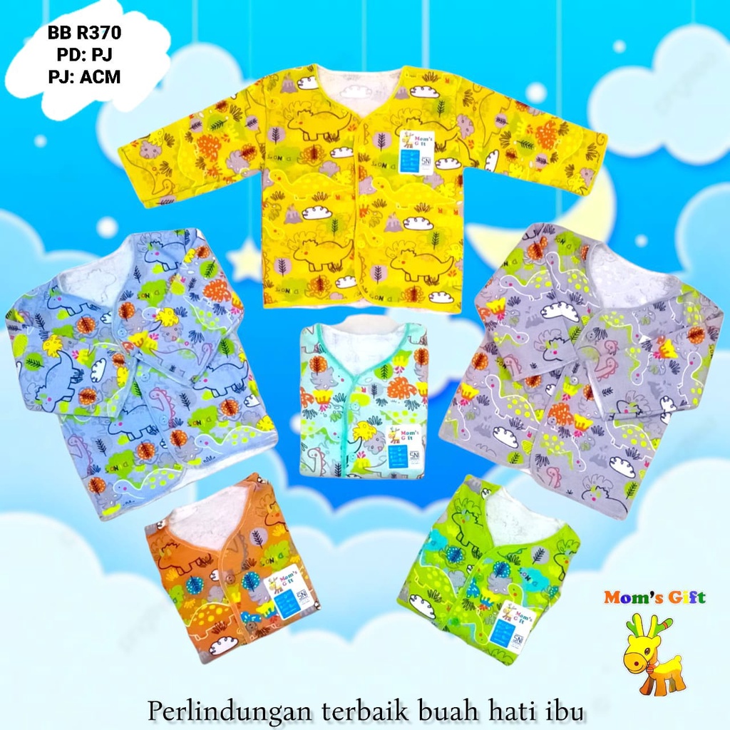 MOMS GIFT SETELAN BAJU BAYI LENGAN PANJANG FULL PRINTING motif DINO