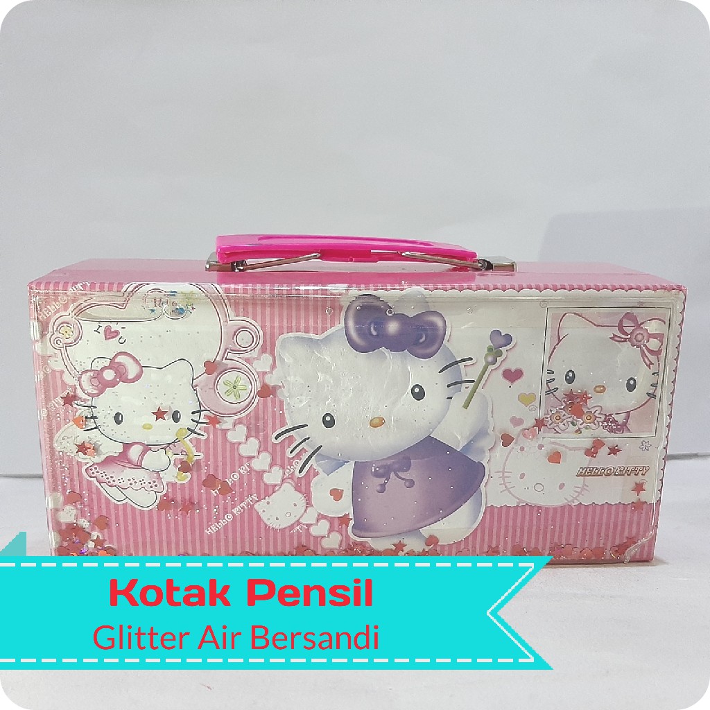 Kotak Pensil Air Glitter Kode Sandi 3 Tingkat-Hello Kitty