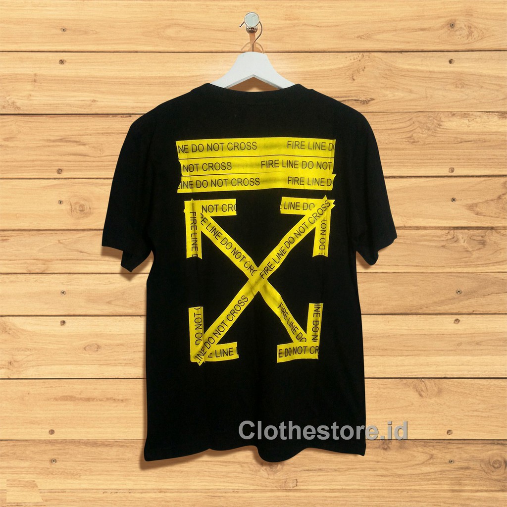 1014 KAOS TSHIRT OFF WHITE FIRETAPE LINE ARROW YELLOW KAOS OFF WHITE TSHIRT OFFWHITE