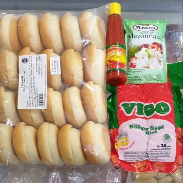 

Paket murah burger mini bernardi daging burger mayonaise saus sambal
