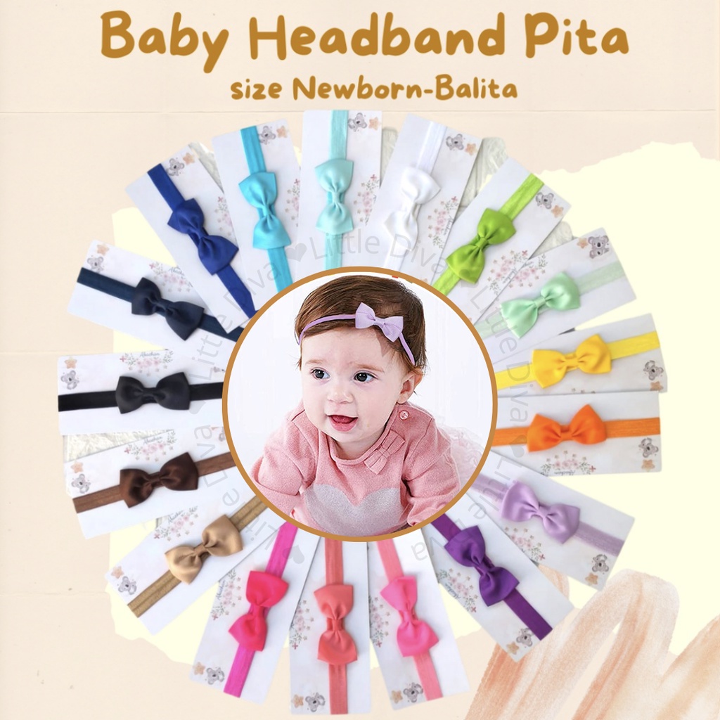 Ikat Kepala Pita Bayi Bandana Bando Aksesoris Kepala Newborn Balita Warna Polos Baby Ecer head band headband