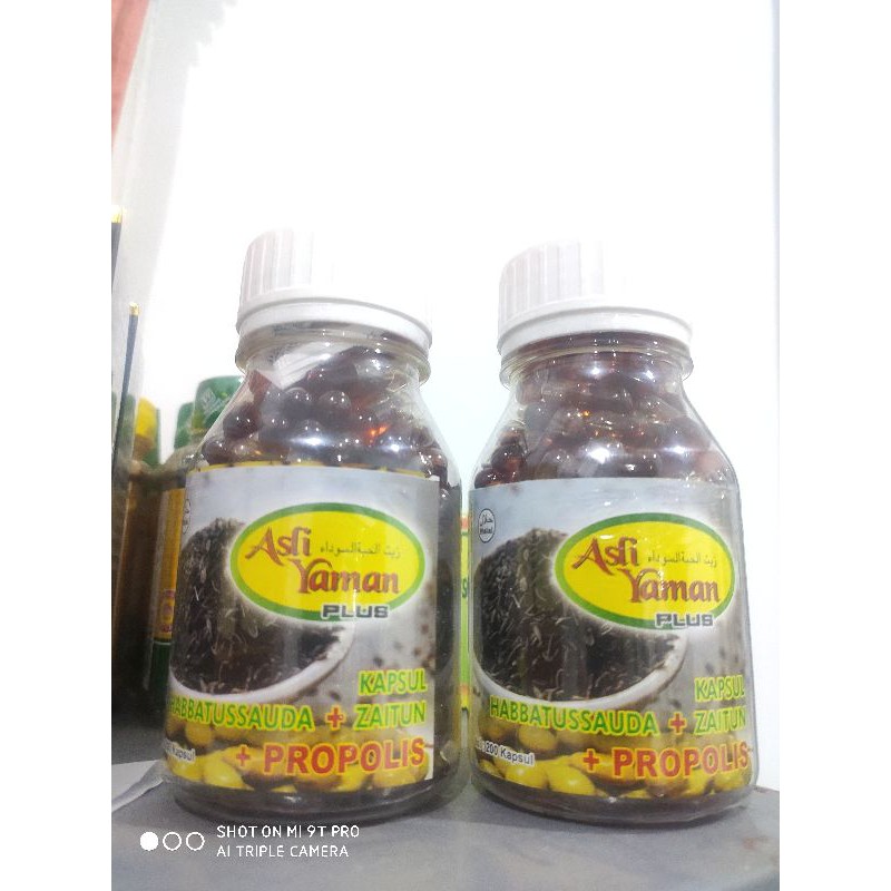 Asli Yaman Habbatussauda 3 in 1 200 kapsul plus minyak zaitun Dan propolis