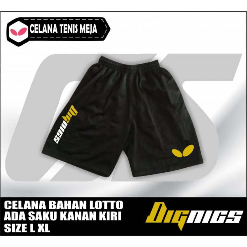 Celana pendek pria celana tenis meja celana pingpong BUTTERFLY bahan lotto ukuran L XL XXl