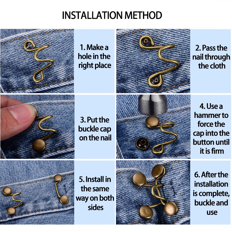 Korea Celana Kancing Jeans Yang Dapat Ditarik Aksesoris Pakaian Kancing Pinggang - PD