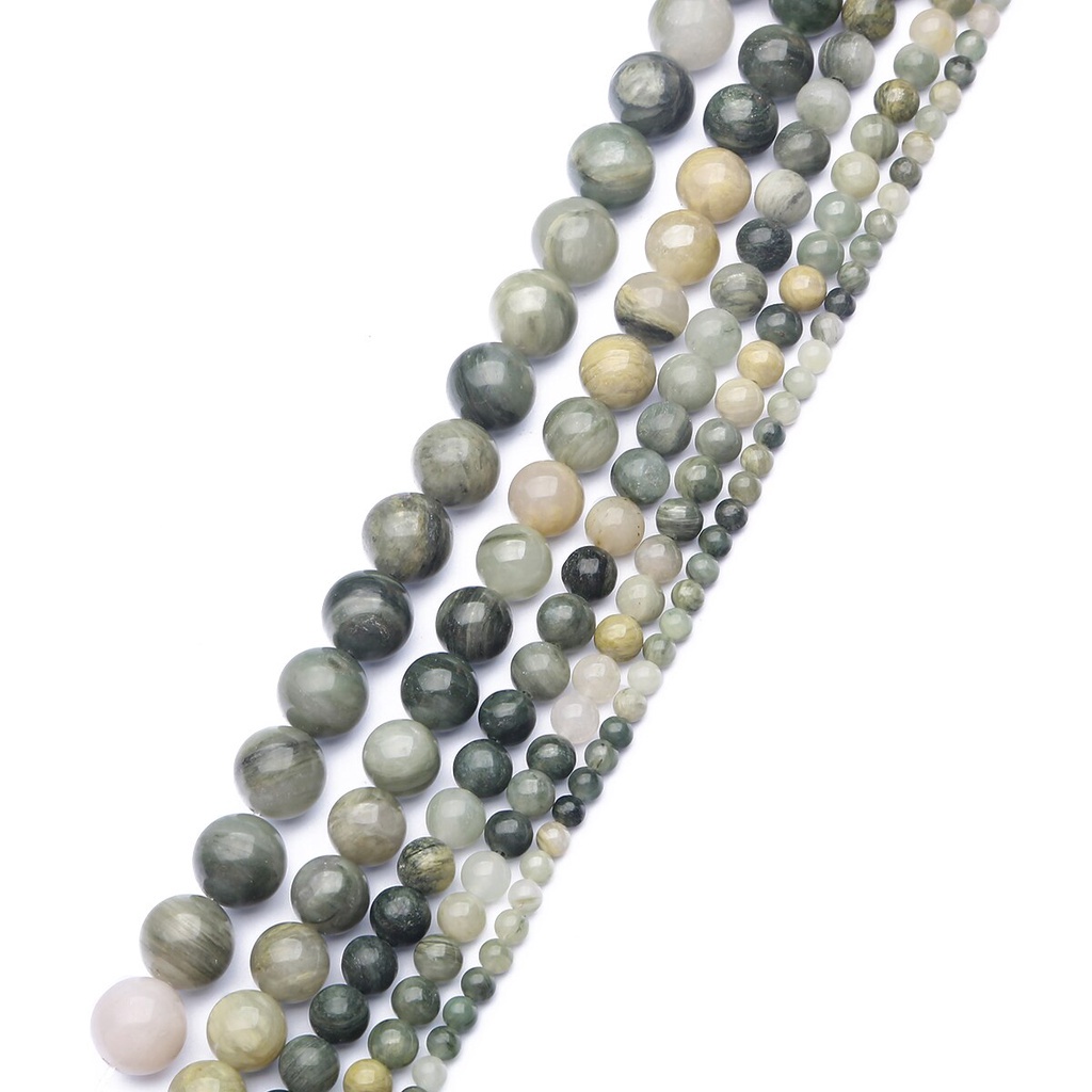 32-89 pcs Fashion Rumput Hijau Alami Marmer Batu Bulat Manik-manik untuk DIY Wanita Membuat Gelang Kalung Perhiasan Anting-Anting Aksesoris