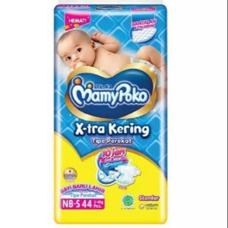 MamyPoko Newborn X-Tra Kering NB- S44  l m40 mamy poko New Born NB S 44 popok perekat