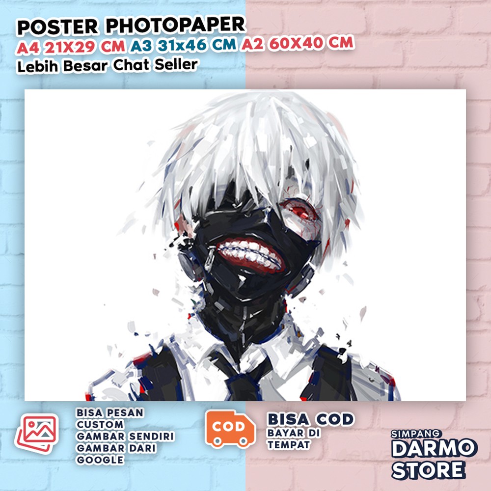 Jual Poster Tokyo Ghoul Ken Kaneki Touka Rize Juuzou Anime Wibu Terbaru Hiasan Dinding Aesthetic