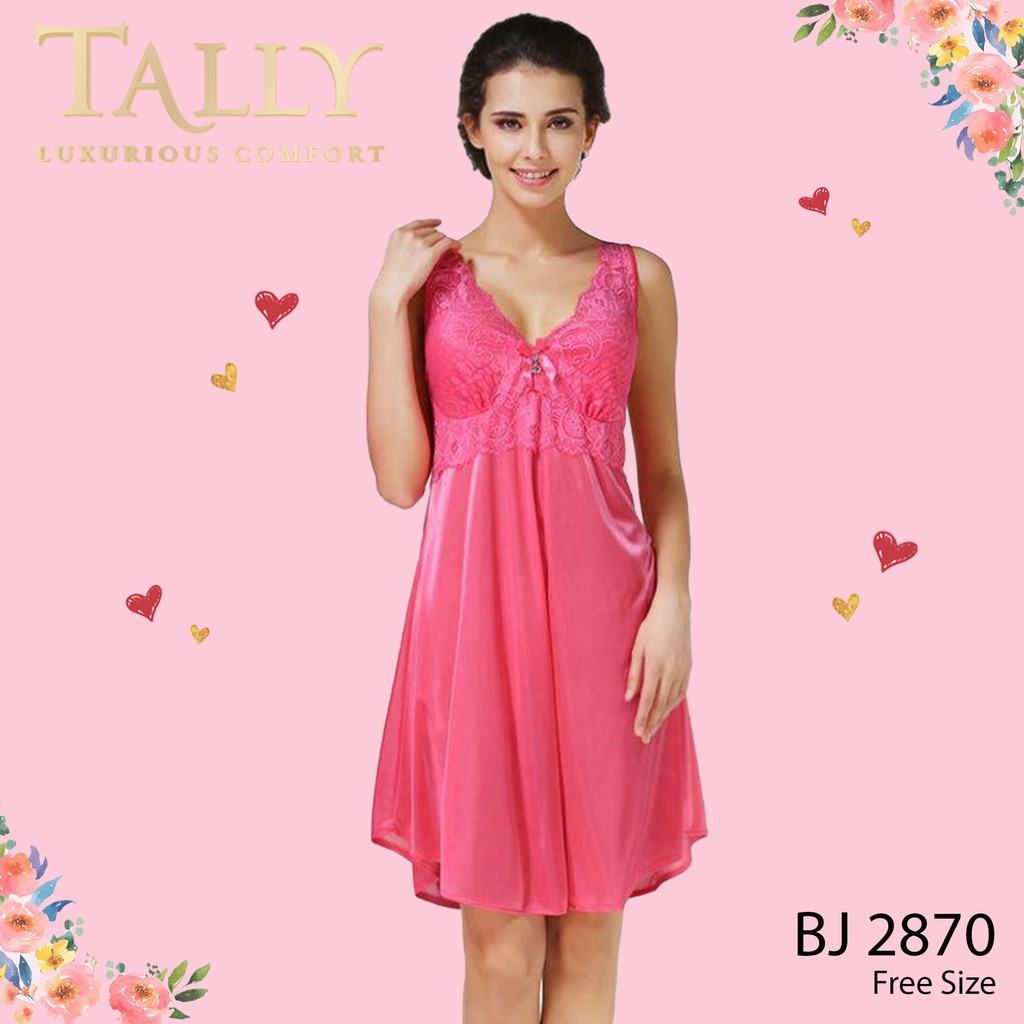 Tally Satin Lingerie Baju Tidur Premium Bahan Satin Sexy Nightgown Adem Bj 2870 Shopee Indonesia