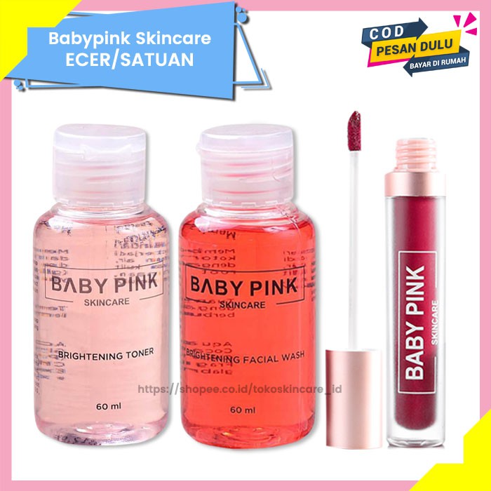 Brightening Toner &amp; Facial Wash &amp; Babylip Wine Shoot Baby Pink Skincare Original BPOM