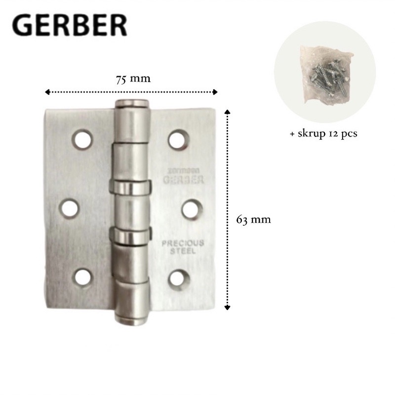 Engsel Jendela Gerber GTS 3” x 2.5” x 3 mm 2BB MCH
