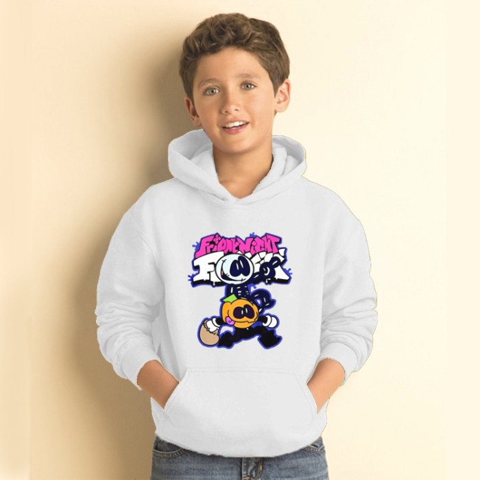 READY jaket HOODIE ANAK Friday Night Funkin FNF Skid and Pump cowok,pria - Putih, M PROMO