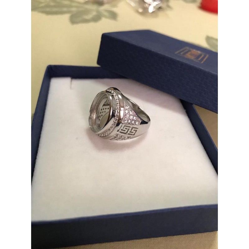 Kerangka/Cangkang Cincin Pria Permata Rhodium model Mesir kualitas import