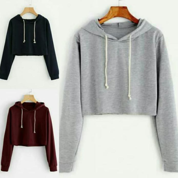 MFCOLLECTION OUTER WANITA SWEATER WANITA CROP HOODIE POLOS - PUTIH FASHION TOP