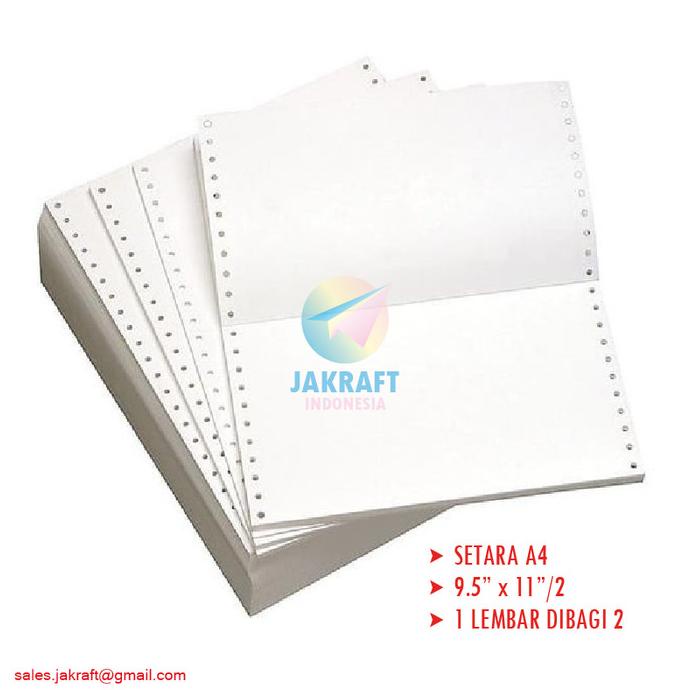 

Kertas Continuous Form A5 (A4) 9.5 x 11.2 1 Ply / 2 Bagi 2 K1/2 HVS Star Seller Termurah