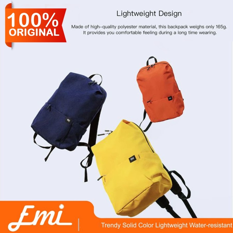 Trendy Solid Color Lightweight Water-resistant Backpack Tas sekolah Gendong Bag