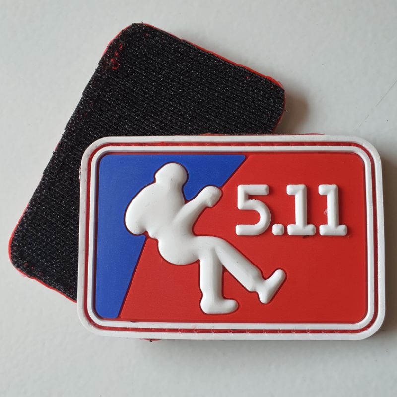 PATCH RUBBER PVC LOGO 511 3D TIMBUL DASAR MERAH BIRU/TEMPELAN EMBLEM KARET VELCRI TACTICAL