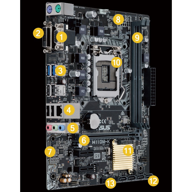 MAINBOARD ASUS H110M-K (L1151/VGA/DVI/SOUND/GBLAN) MOTHERBOARD