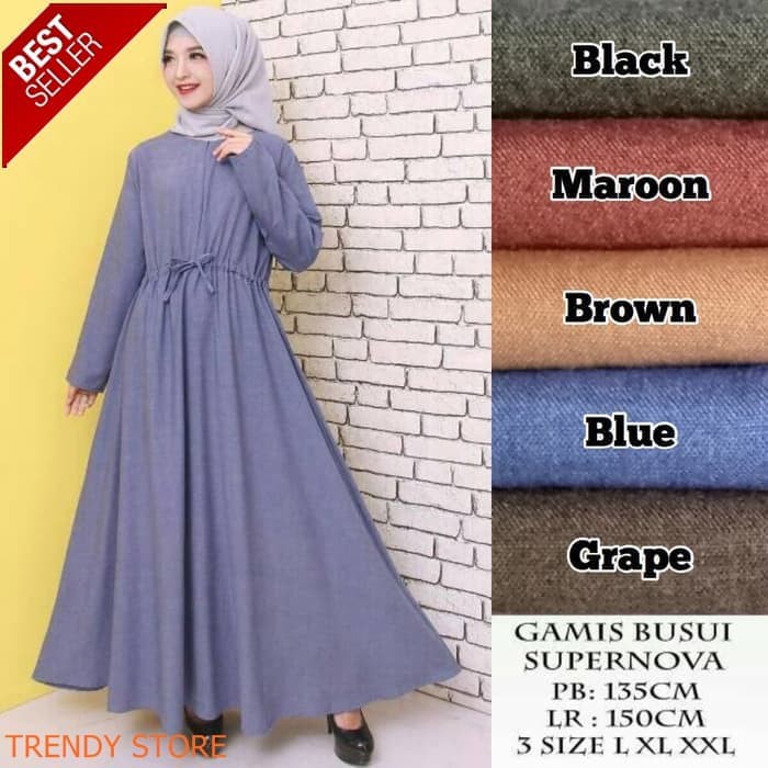 BAJU GAMIS WANITA GAMIS SYARI POLOS SUPERNOVA BAJU GAMIS PESTA WANITA - Hitam  ER-992