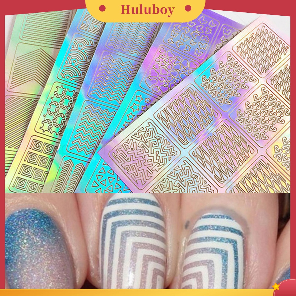 Huluboy Huluboy♡ 3 Lembar Stiker Kuku 3D Untuk Dekorasi Manicure