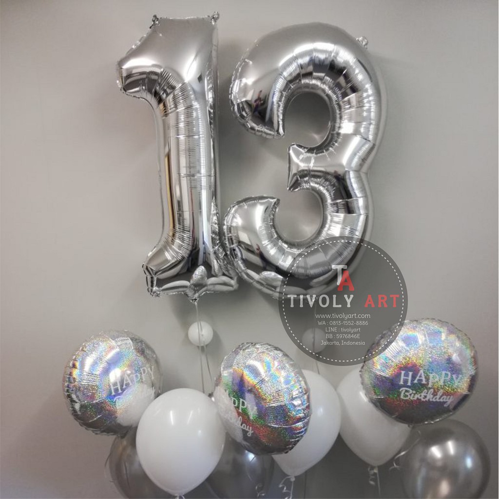 Balon Angka Jumbo SILVER 80 Cm | Balon Angka SILVER JUMBO 80 Cm | Balon Foil Angka Silver Jumbo
