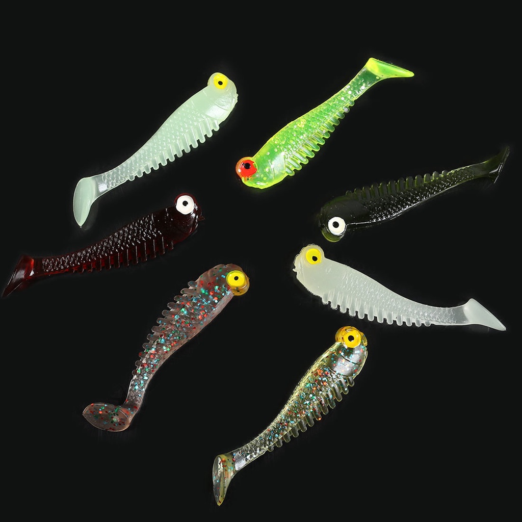 Hot Sale/5.5cm Luminous Night Fishing Bait/Simulasi T-tail Umpan Pancing Lembut/Umpan Buatan Kait Tackle/Bionic Luminous Ikan Kecil Segar Laut Bertengger Ikan Umpan Mulut Panjang