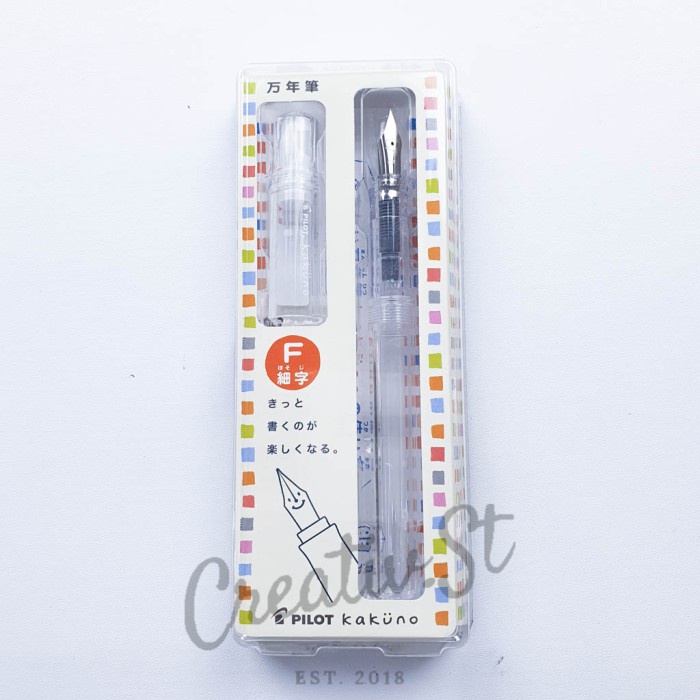 

kaligrafi-perlengkapan- pilot kakuno fountain pen pena - fine, clear bening -perlengkapan-kaligrafi.
