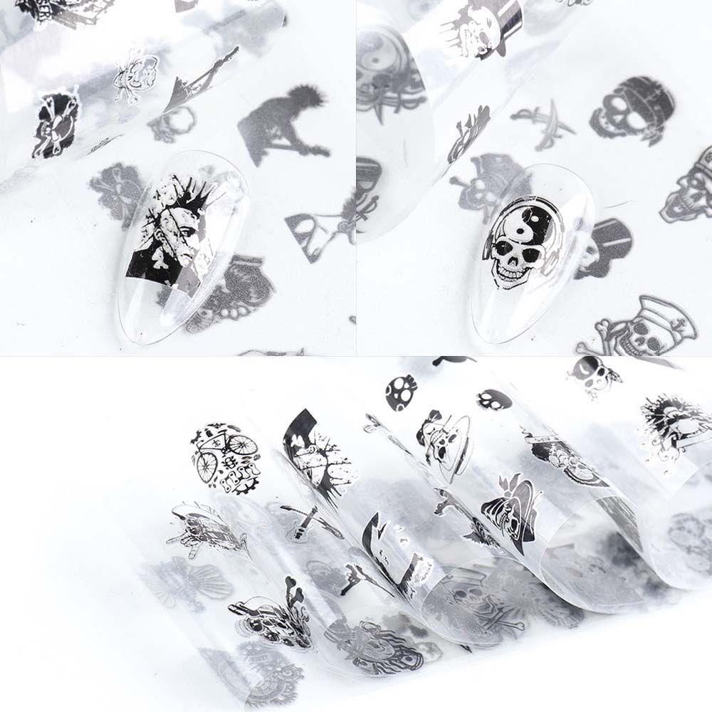 AUGUSTINA Agustina Halloween Stiker Nail Art Perekat Kertas Slider Bungkus Decals Labu Lentera Manicure Dekorasi Transfer sticker