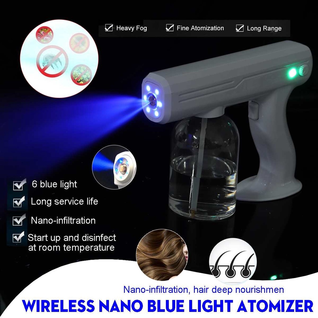 Blue Nano Light Rechargeable Atomizer Disinfection Spray Gun - 800ml