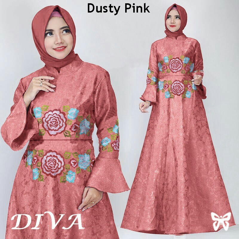 HOPYLOVY Gamis Wanita Diva Maxi | Maxi Dress Muslim | Fashion Muslimah