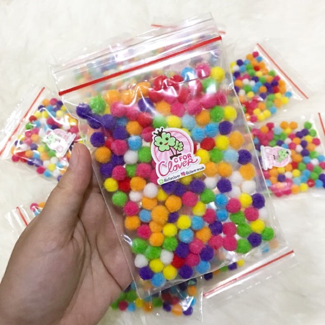 MINI POM POM / hiasan slime kecil grosir murah bahan wholesale pompom motorik anak montessori