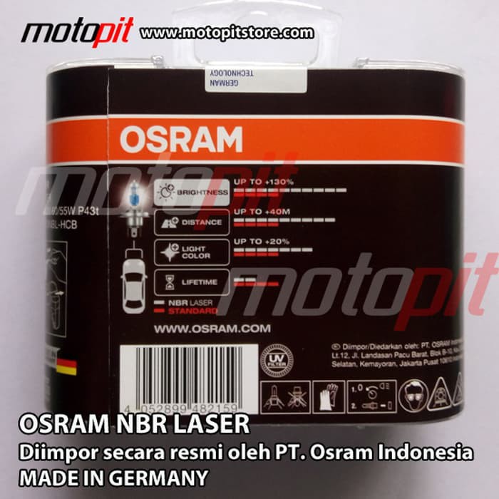 OSRAM NBR Night Breaker Laser H4 60/55 lebih terang 130%